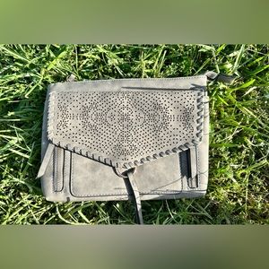 Gray Velvet Crossbody Purse
